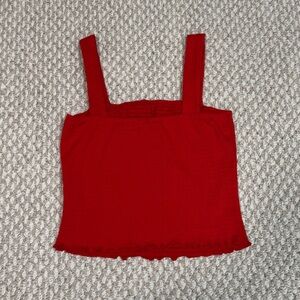 Paper Crane Red Sleeveless Fitted Crop Tank Top